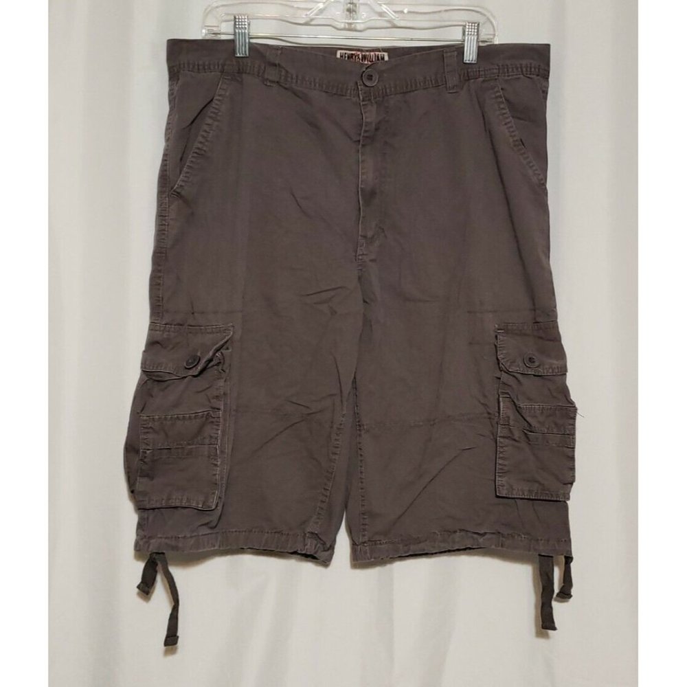 H&W Henry & William Gray Grey Cotton Cargo Shorts Mens Size 38 ~ H & W